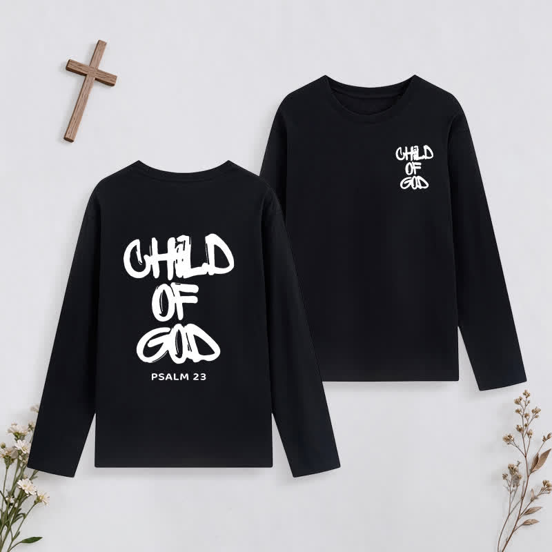 Christianartworkshop Child Of God Psalm 23 Black Long-Sleeve T-Shirt - Black - 4XL - image 0