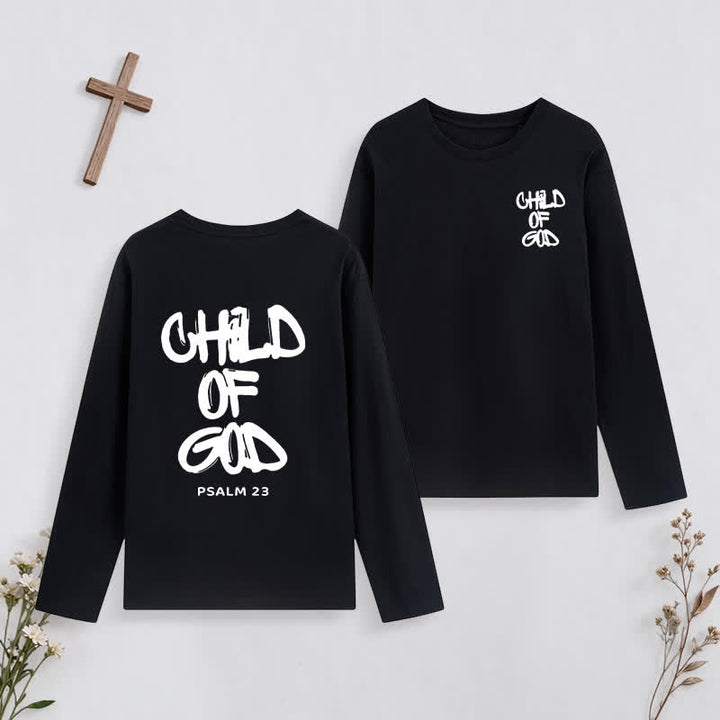 Christianartworkshop Child Of God Psalm 23 Black Long-Sleeve T-Shirt - Black - 4XL - image 0