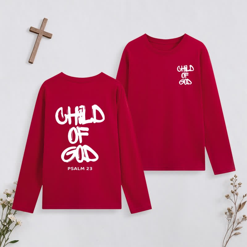 Christianartworkshop Child Of God Psalm 23 Black Long-Sleeve T-Shirt - Red - 4XL - image 19