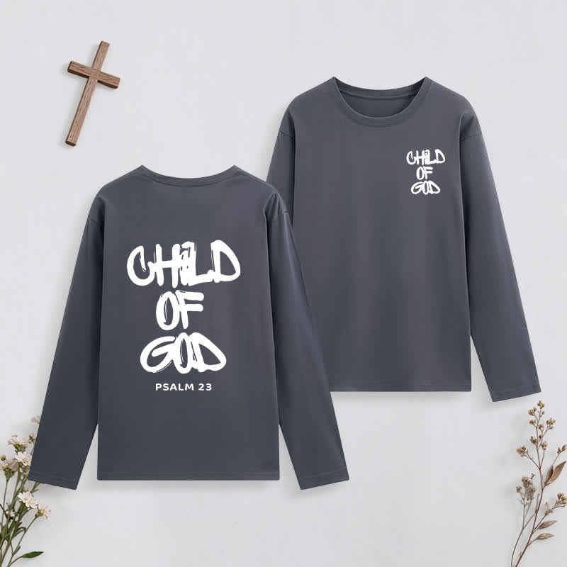 Christianartworkshop Child Of God Psalm 23 Black Long-Sleeve T-Shirt - Grey - 4XL - image 12