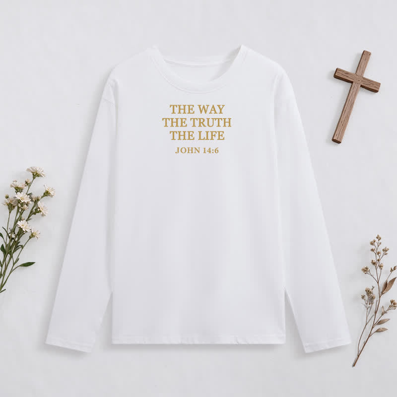 Christianartworkshop The Way The Truth The Life Verse Long Sleeve T Shirt - White - 4XL - image 1