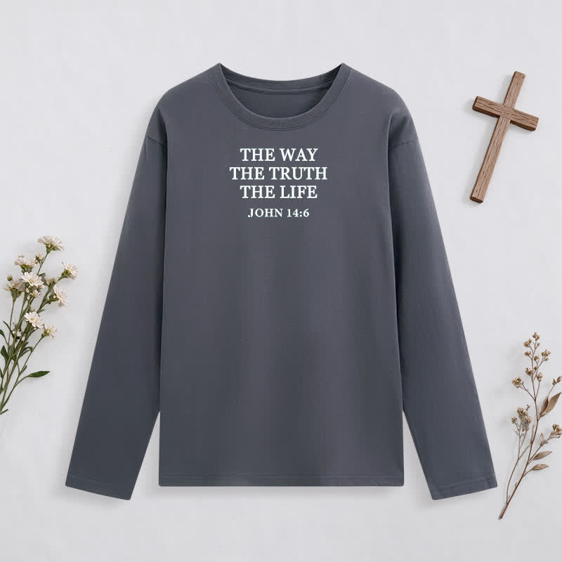 Christianartworkshop The Way The Truth The Life Verse Long Sleeve T Shirt - Grey - 4XL - image 6
