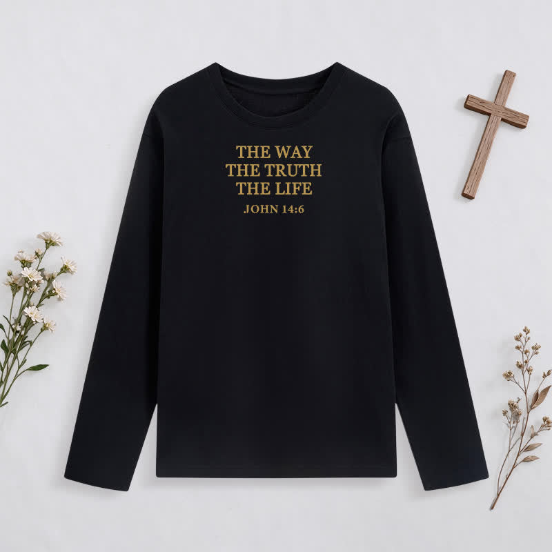 Christianartworkshop The Way The Truth The Life Verse Long Sleeve T Shirt - Black - 4XL - image 0