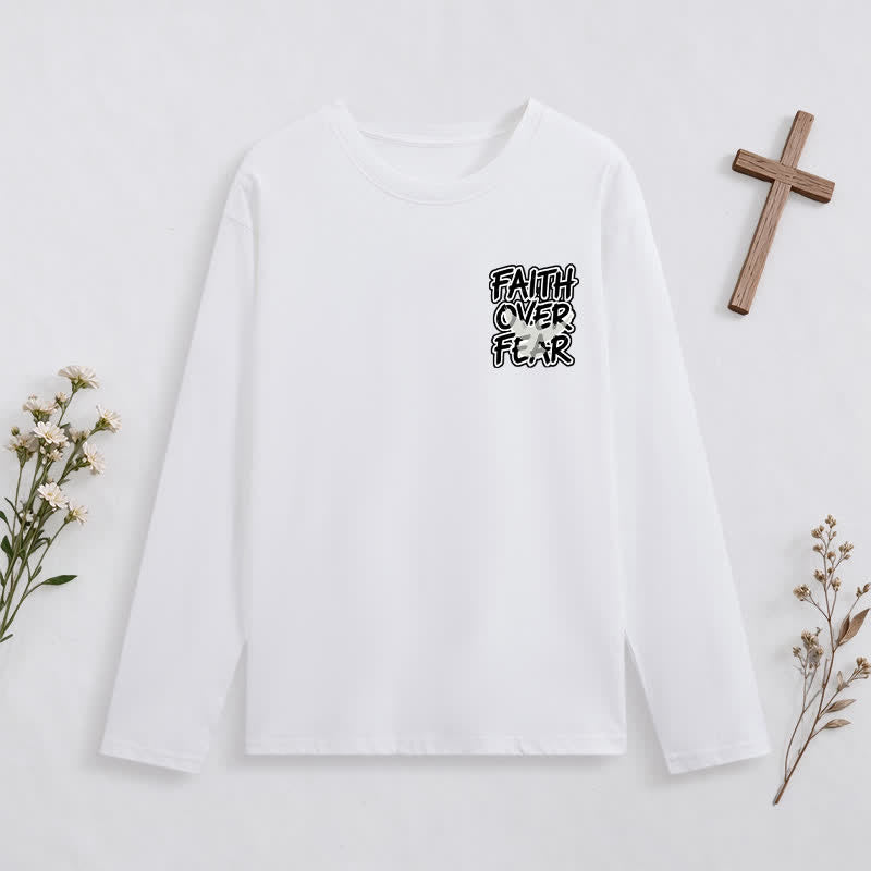 Christianartworkshop Faith Over Fear Scripture Graphic Long-Sleeve T-Shirt - image 5