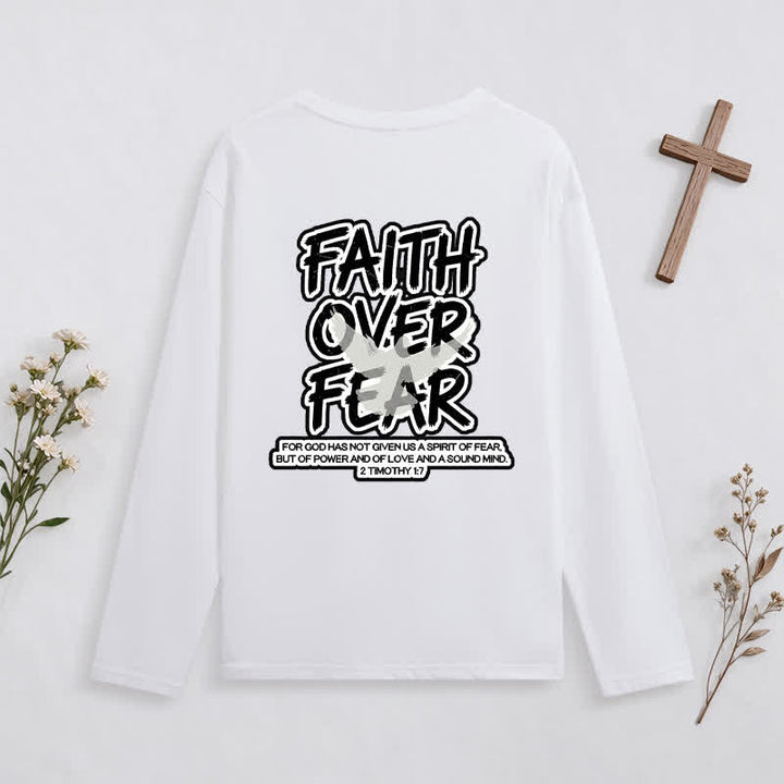 Christianartworkshop Faith Over Fear Scripture Graphic Long-Sleeve T-Shirt - image 4