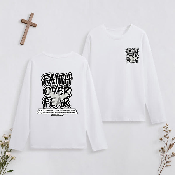 Christianartworkshop Faith Over Fear Scripture Graphic Long-Sleeve T-Shirt - White - 4XL - image 3