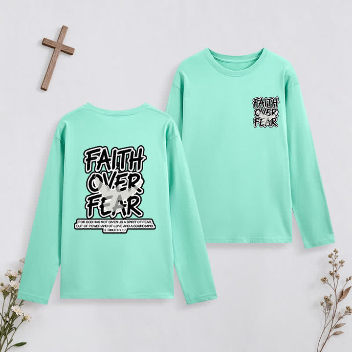 Christianartworkshop Faith Over Fear Scripture Graphic Long-Sleeve T-Shirt - Green - 4XL - image 16