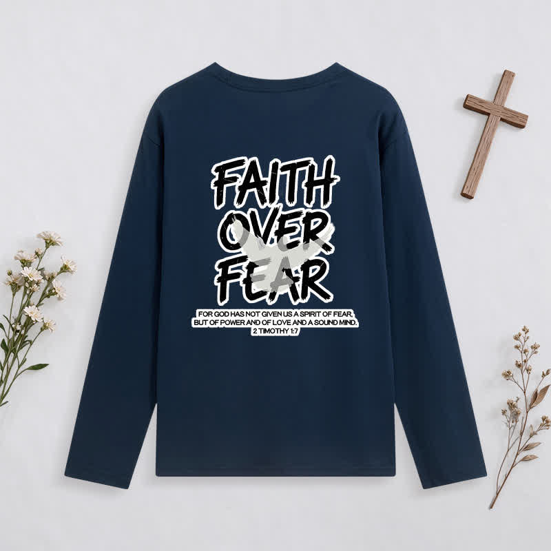 Christianartworkshop Faith Over Fear Scripture Graphic Long-Sleeve T-Shirt - image 1