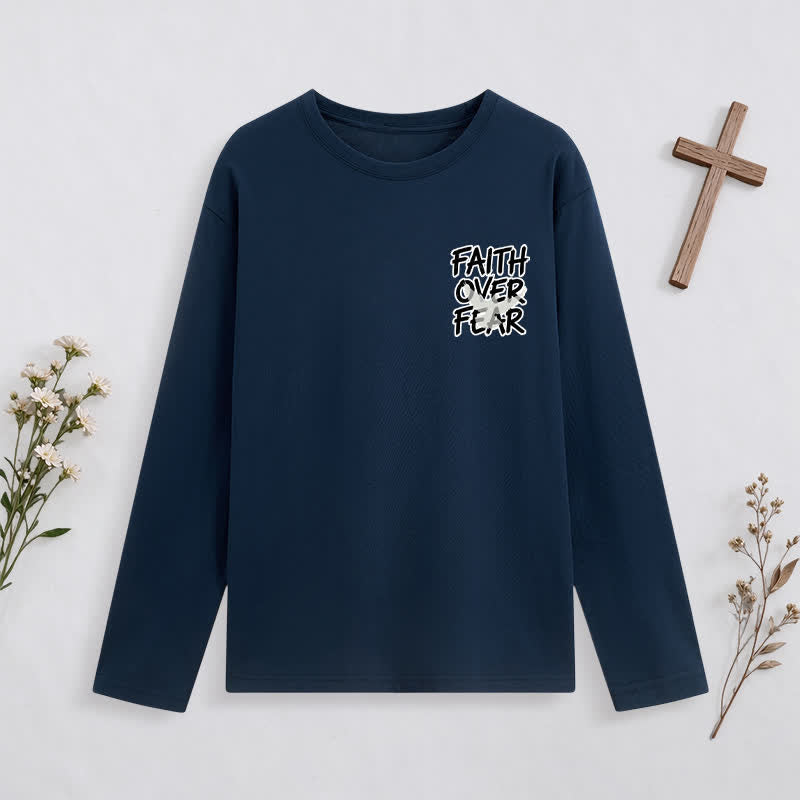 Christianartworkshop Faith Over Fear Scripture Graphic Long-Sleeve T-Shirt - image 2
