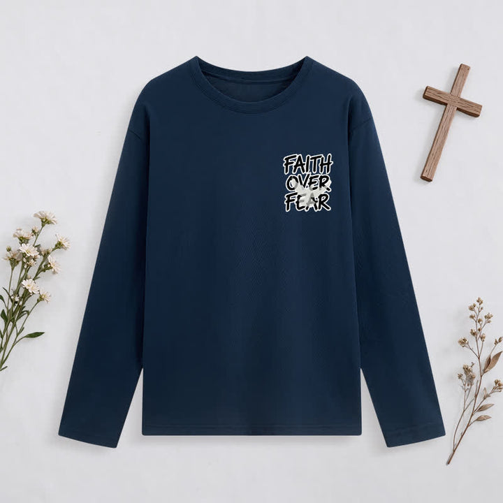 Christianartworkshop Faith Over Fear Scripture Graphic Long-Sleeve T-Shirt - image 2