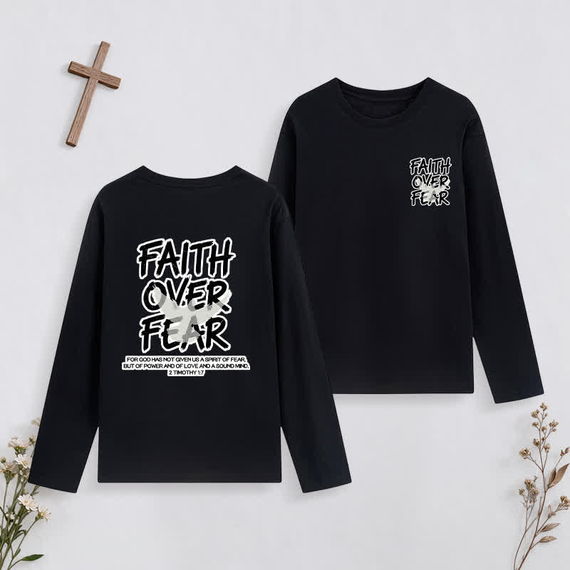 Christianartworkshop Faith Over Fear Scripture Graphic Long-Sleeve T-Shirt - Black - 4XL - image 22