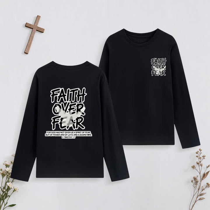 Christianartworkshop Faith Over Fear Scripture Graphic Long-Sleeve T-Shirt - Black - 4XL - image 22