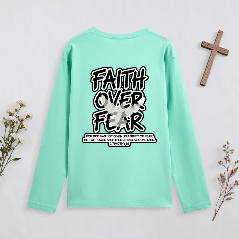 Christianartworkshop Faith Over Fear Scripture Graphic Long-Sleeve T-Shirt - image 17