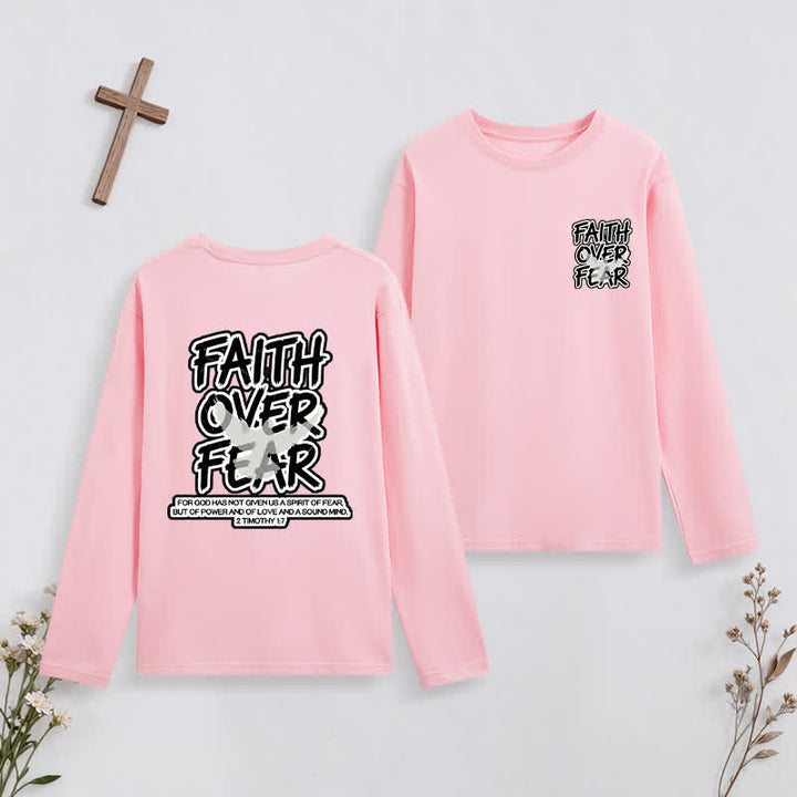 Christianartworkshop Faith Over Fear Scripture Graphic Long-Sleeve T-Shirt - Pink - 4XL - image 25