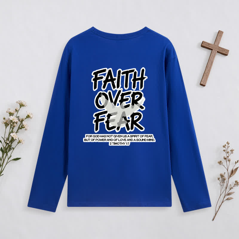 Christianartworkshop Faith Over Fear Scripture Graphic Long-Sleeve T-Shirt - image 38