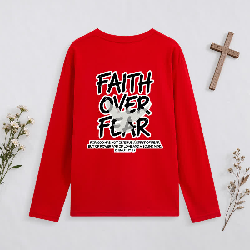 Christianartworkshop Faith Over Fear Scripture Graphic Long-Sleeve T-Shirt - image 32