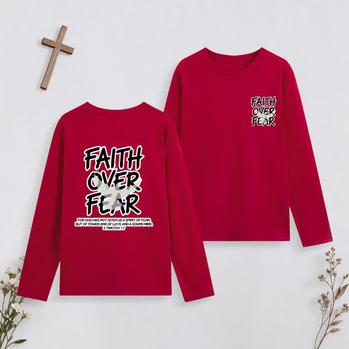 Christianartworkshop Faith Over Fear Scripture Graphic Long-Sleeve T-Shirt - Red - 4XL - image 34