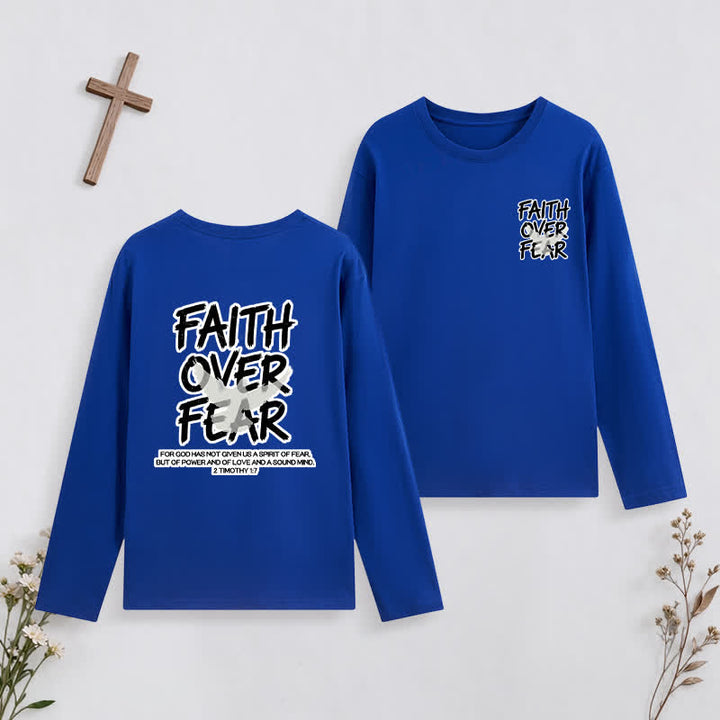 Christianartworkshop Faith Over Fear Scripture Graphic Long-Sleeve T-Shirt - Dark Blue - 4XL - image 37