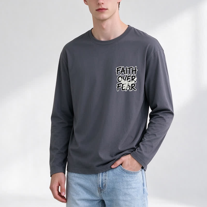 Christianartworkshop Faith Over Fear Scripture Graphic Long-Sleeve T-Shirt - image 15