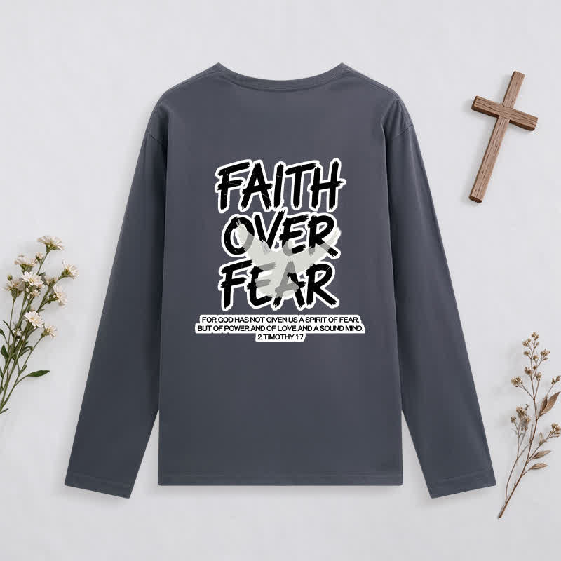 Christianartworkshop Faith Over Fear Scripture Graphic Long-Sleeve T-Shirt - image 13