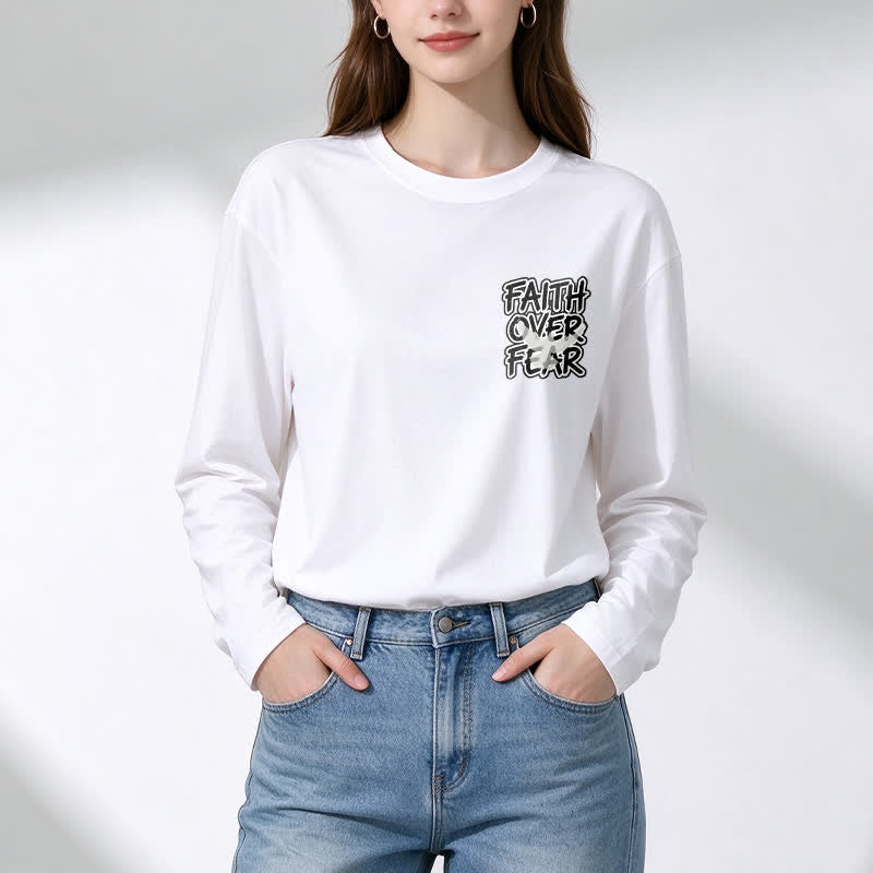 Christianartworkshop Faith Over Fear Scripture Graphic Long-Sleeve T-Shirt - image 7