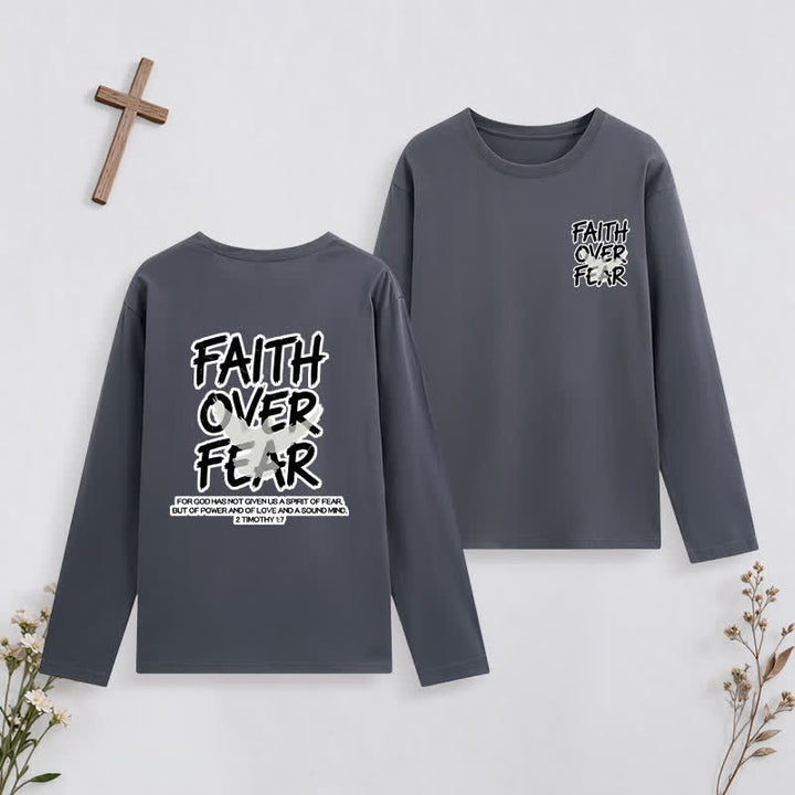 Christianartworkshop Faith Over Fear Scripture Graphic Long-Sleeve T-Shirt - Grey - 4XL - image 12