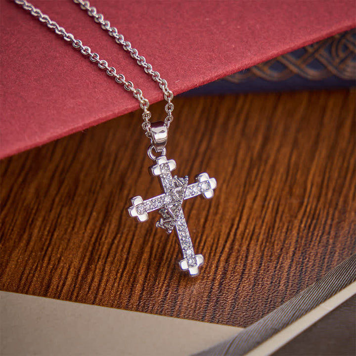 Christianartworkshop Sparkling Stone Cross Chain Necklace: Beacon of Gentle Redemptive Grace - Silver - image 2
