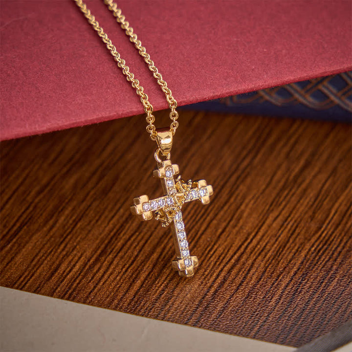 Christianartworkshop Sparkling Stone Cross Chain Necklace: Beacon of Gentle Redemptive Grace - Golden - image 3