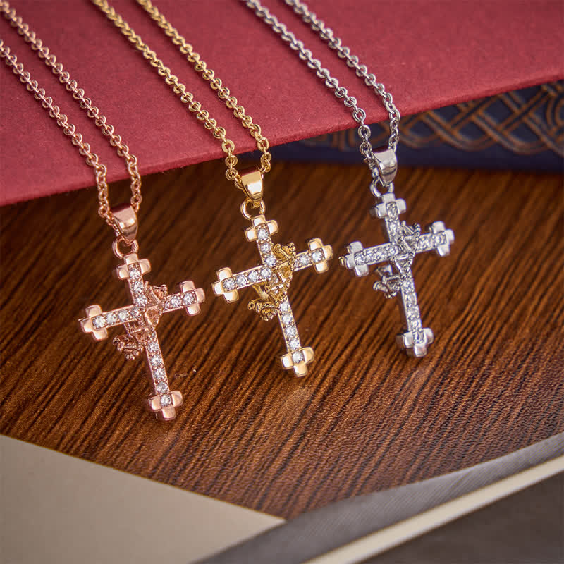 Christianartworkshop Sparkling Stone Cross Chain Necklace: Beacon of Gentle Redemptive Grace - image 0