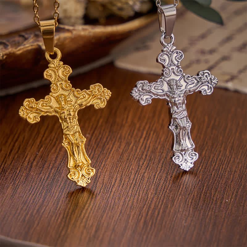 Christianartworkshop Dual-Charm Ornate Crucifix Zinc Alloy Necklace: Reminder of Boundless Saving Mercy - image 3