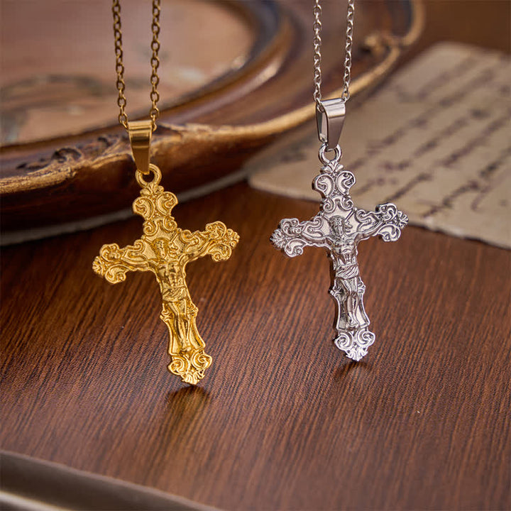 Christianartworkshop Dual-Charm Ornate Crucifix Zinc Alloy Necklace: Reminder of Boundless Saving Mercy - image 2