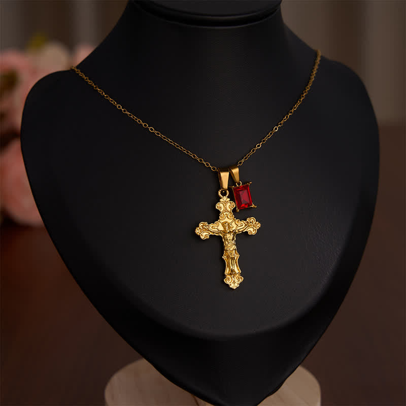 Christianartworkshop Dual-Charm Ornate Crucifix Zinc Alloy Necklace: Reminder of Boundless Saving Mercy - image 1