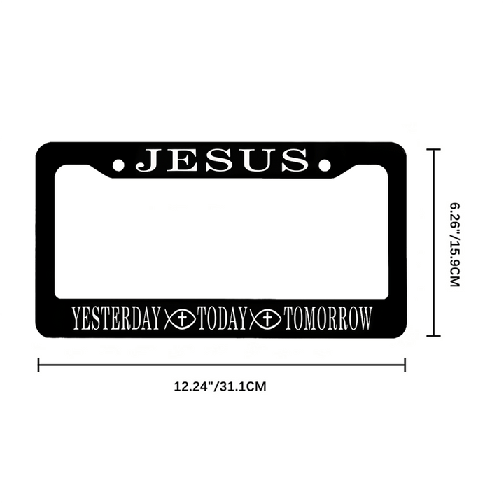 Christianartworkshop Metal “Jesus Yesterday Today Tomorrow” Car Frame: Token of Abiding Divine Promise - image 7