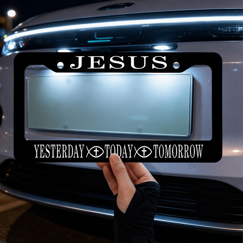 Christianartworkshop Metal “Jesus Yesterday Today Tomorrow” Car Frame: Token of Abiding Divine Promise - image 5