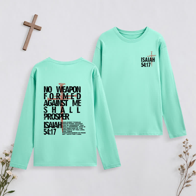 Christianartworkshop Isaiah 54:17 No Weapon Formed Against Me Long-Sleeve T-Shirt - Green - 4XL - image 0