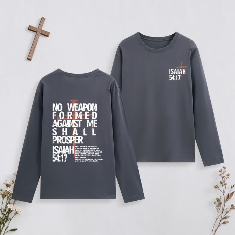 Christianartworkshop Isaiah 54:17 No Weapon Formed Against Me Long-Sleeve T-Shirt - Grey - 4XL - image 12
