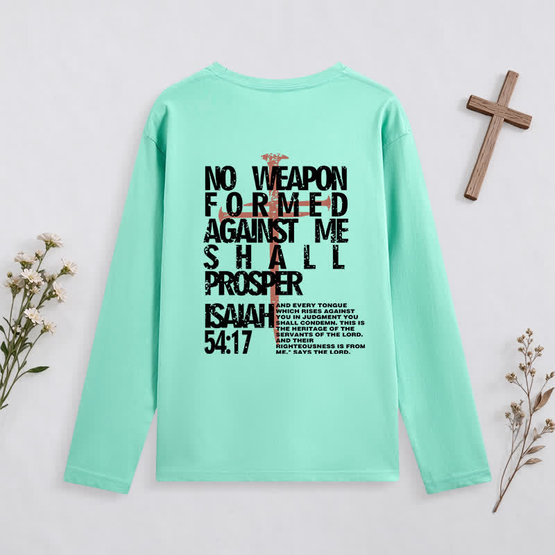 Christianartworkshop Isaiah 54:17 No Weapon Formed Against Me Long-Sleeve T-Shirt - image 1