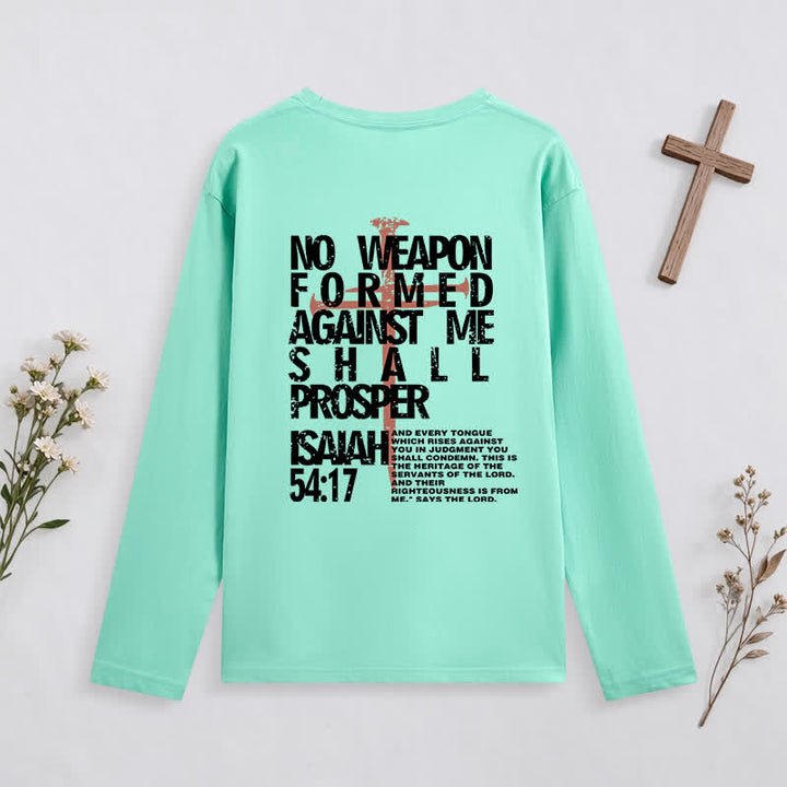 Christianartworkshop Isaiah 54:17 No Weapon Formed Against Me Long-Sleeve T-Shirt - image 1