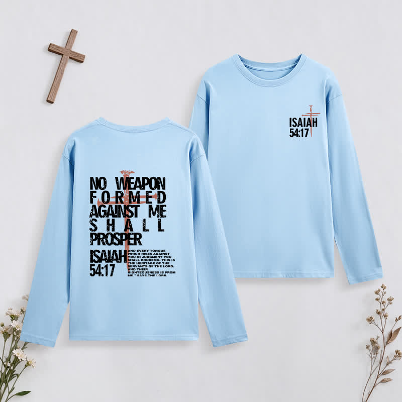 Christianartworkshop Isaiah 54:17 No Weapon Formed Against Me Long-Sleeve T-Shirt - Sky Blue - 4XL - image 34