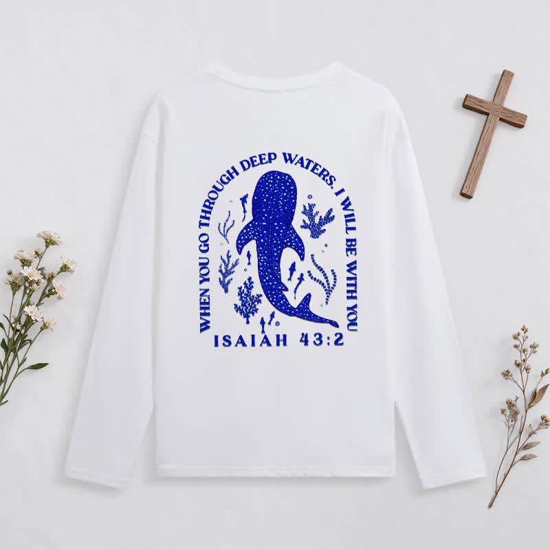 Christianartworkshop Deep Waters Isaiah 43:2 Ocean Graphic Long-Sleeve T-Shirt - image 4
