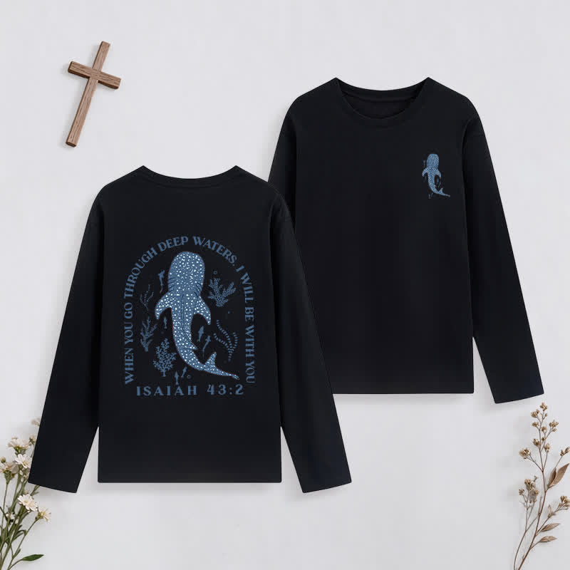 Christianartworkshop Deep Waters Isaiah 43:2 Ocean Graphic Long-Sleeve T-Shirt - Black - 4XL - image 16