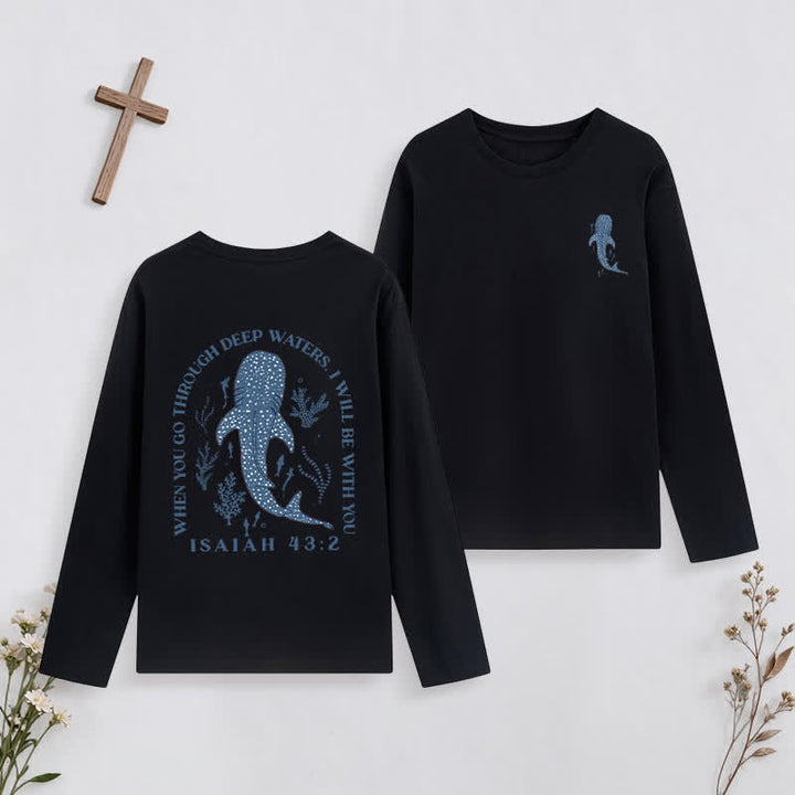 Christianartworkshop Deep Waters Isaiah 43:2 Ocean Graphic Long-Sleeve T-Shirt - Black - 4XL - image 16