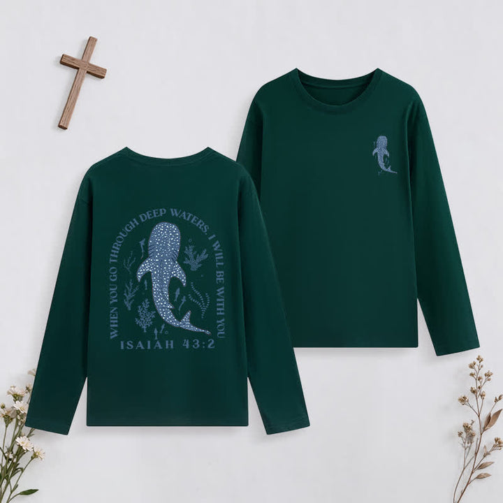 Christianartworkshop Deep Waters Isaiah 43:2 Ocean Graphic Long-Sleeve T-Shirt - Dark Green - 4XL - image 28