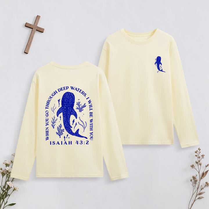 Christianartworkshop Deep Waters Isaiah 43:2 Ocean Graphic Long-Sleeve T-Shirt - Yellow - 4XL - image 8