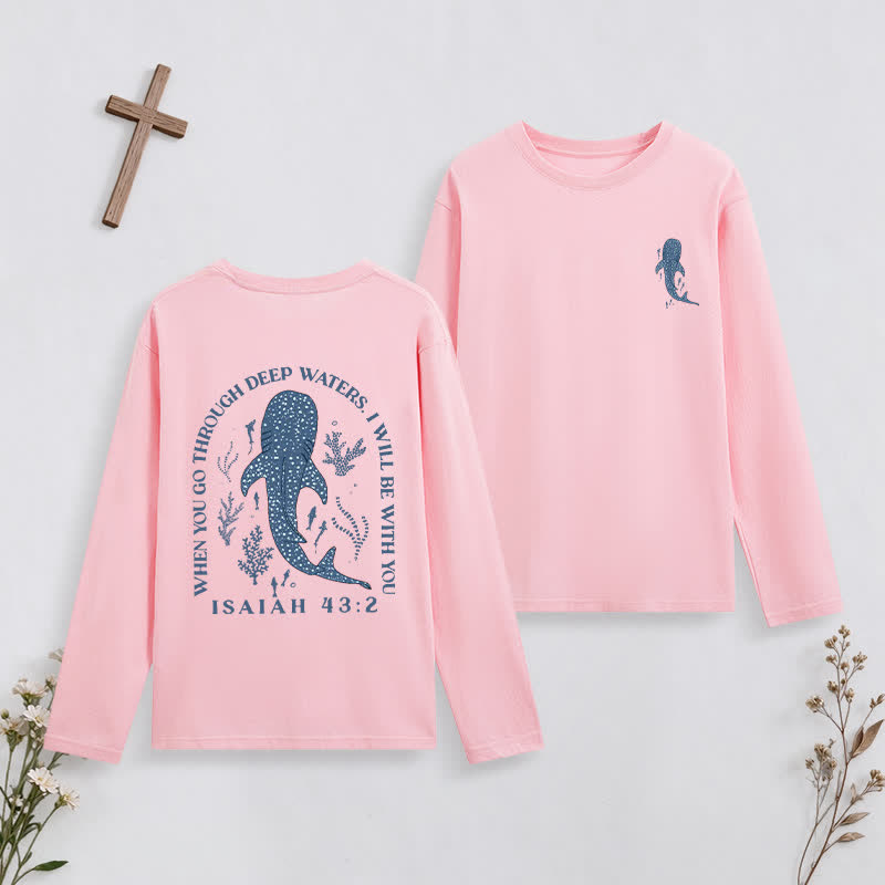 Christianartworkshop Deep Waters Isaiah 43:2 Ocean Graphic Long-Sleeve T-Shirt - Pink - 4XL - image 25