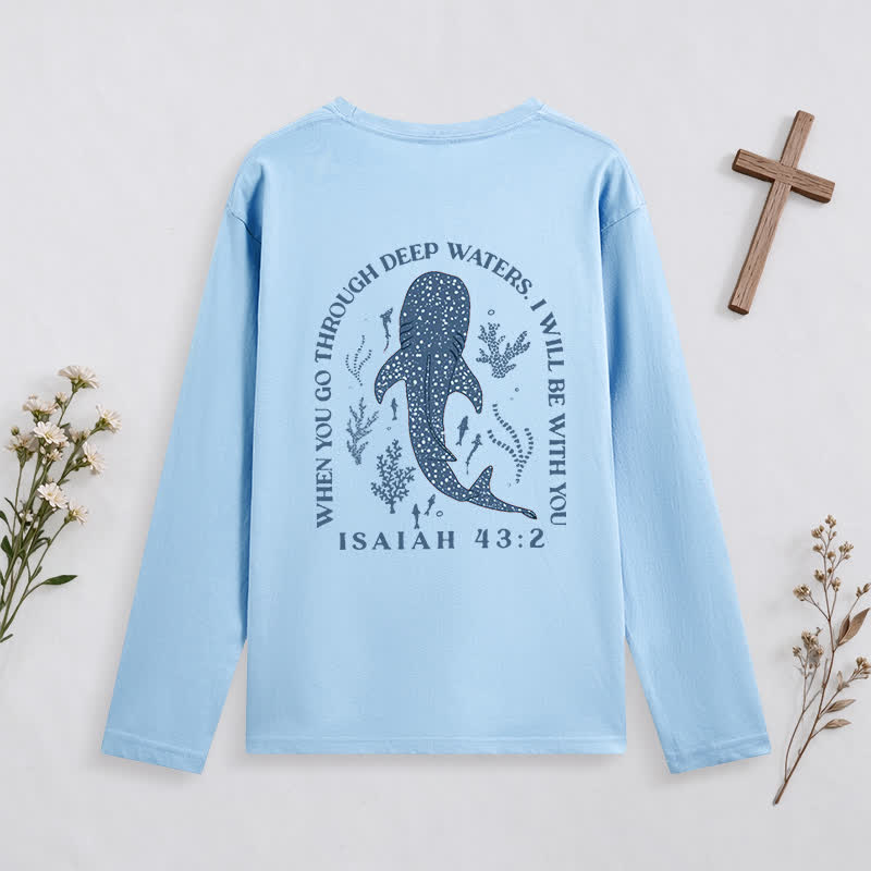Christianartworkshop Deep Waters Isaiah 43:2 Ocean Graphic Long-Sleeve T-Shirt - image 1