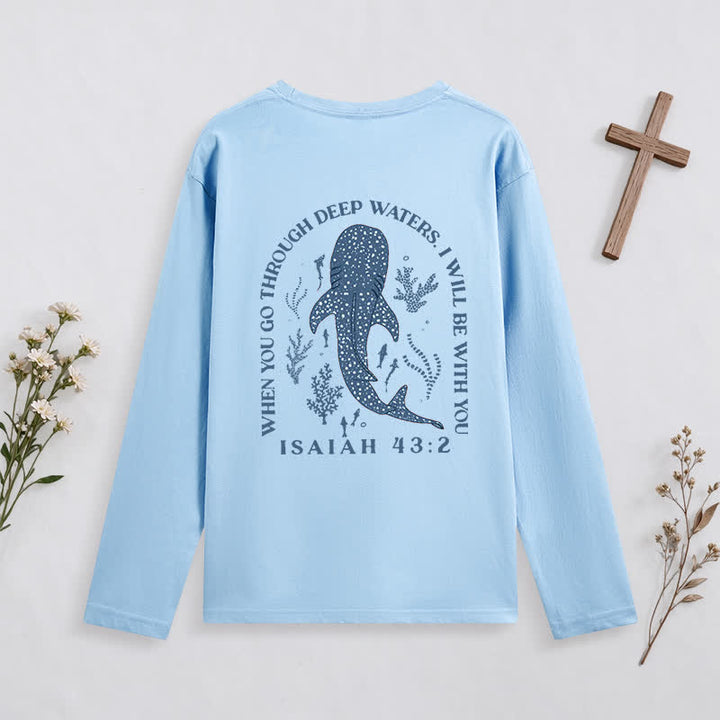 Christianartworkshop Deep Waters Isaiah 43:2 Ocean Graphic Long-Sleeve T-Shirt - image 1