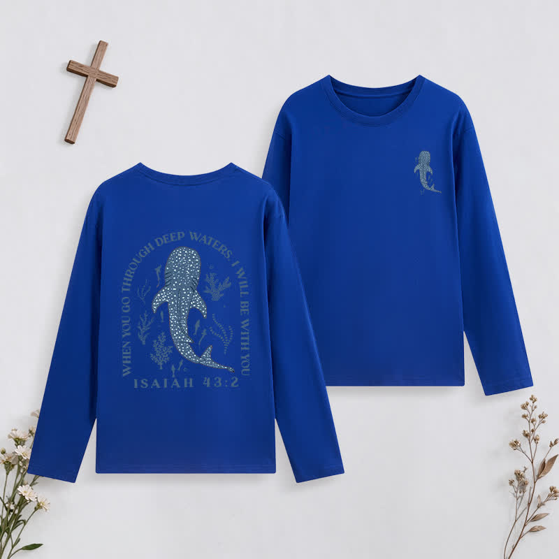 Christianartworkshop Deep Waters Isaiah 43:2 Ocean Graphic Long-Sleeve T-Shirt - Dark Blue - 4XL - image 37