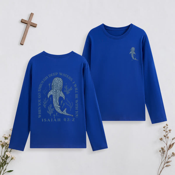 Christianartworkshop Deep Waters Isaiah 43:2 Ocean Graphic Long-Sleeve T-Shirt - Dark Blue - 4XL - image 37