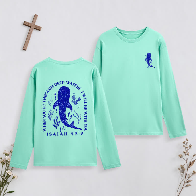 Christianartworkshop Deep Waters Isaiah 43:2 Ocean Graphic Long-Sleeve T-Shirt - Green - 4XL - image 22